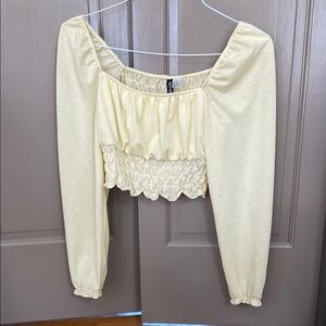 Yellow Women's Top cropped h&m M